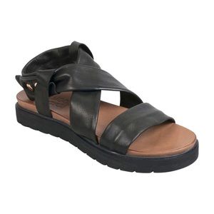 Miz Mooz Black Leather Platform Sandal Chantal